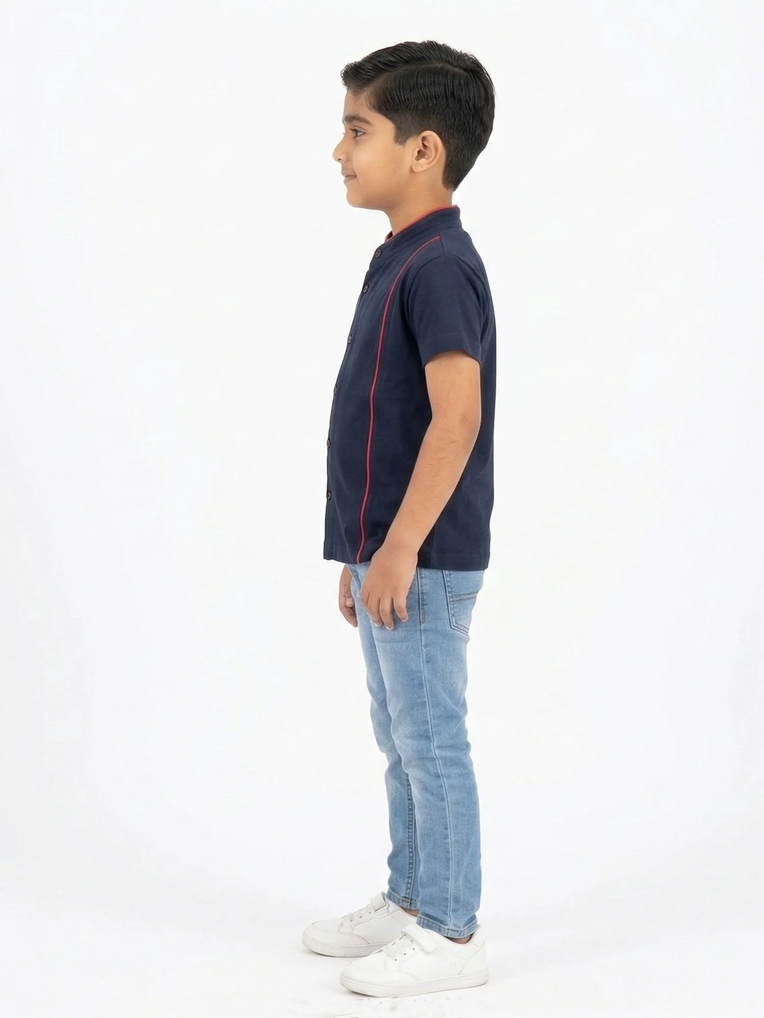 Boys Navy Mandarin Collar Casual Shirt VP25-A - Image 2