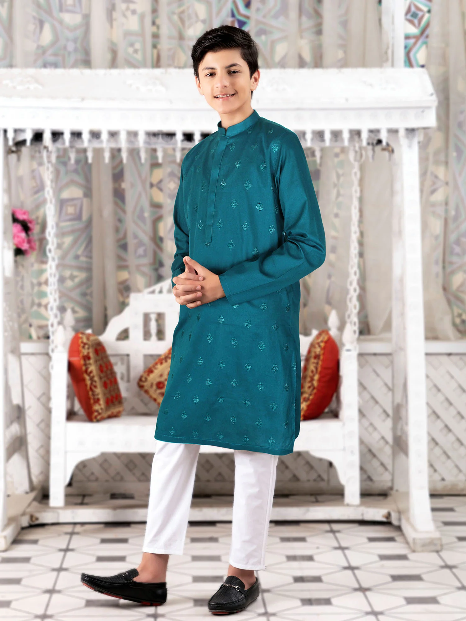 Velvour Boys Embroidered Kurta Zinc VB149