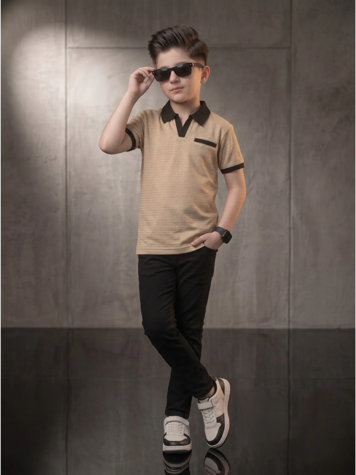 Boys Imported Textured Polo Shirt VP27-A