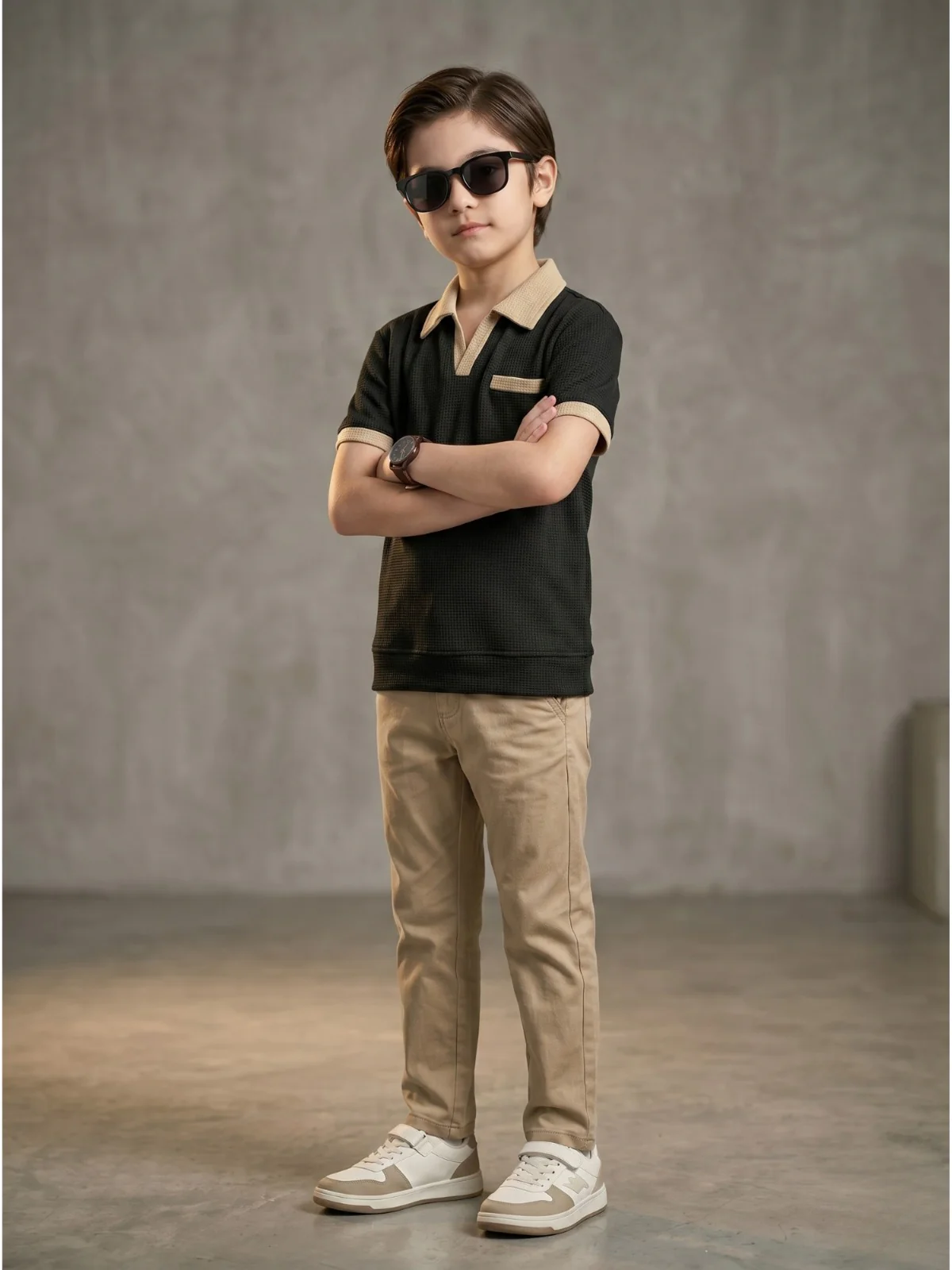 Boys Imported Textured Polo Shirt VP27-B - Image 3