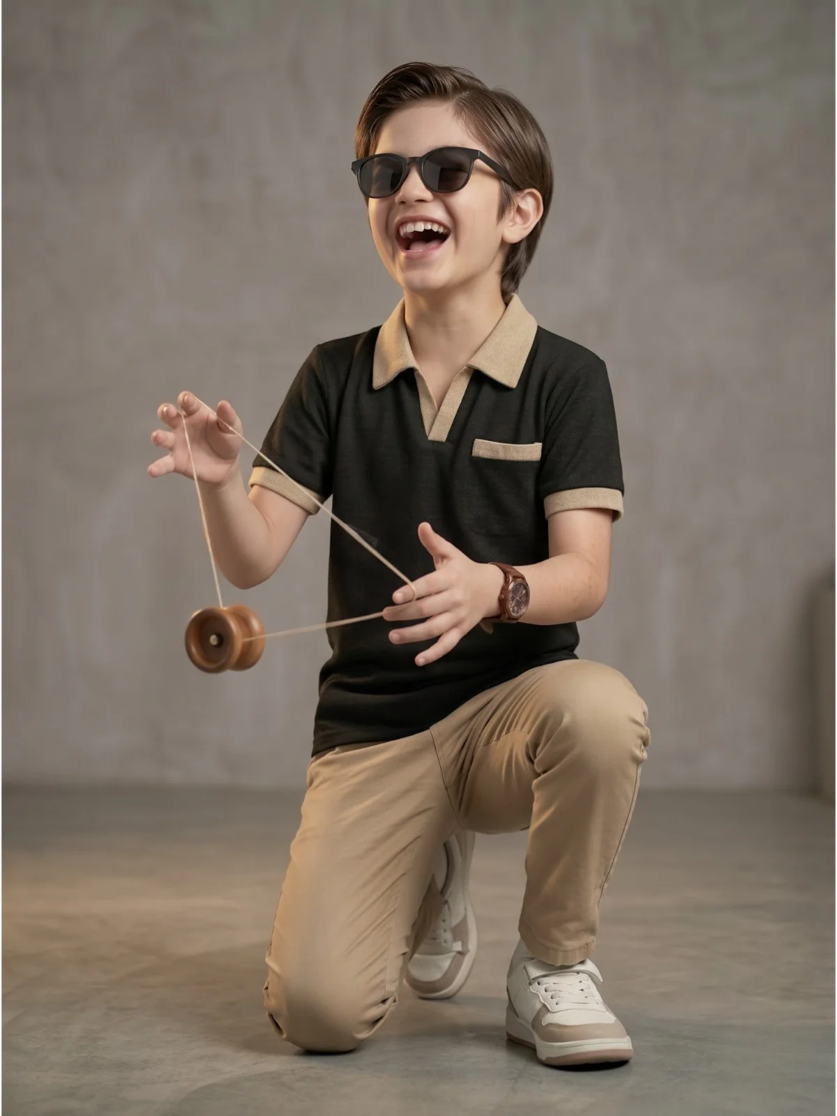 Boys Imported Textured Polo Shirt VP27-B - Image 4