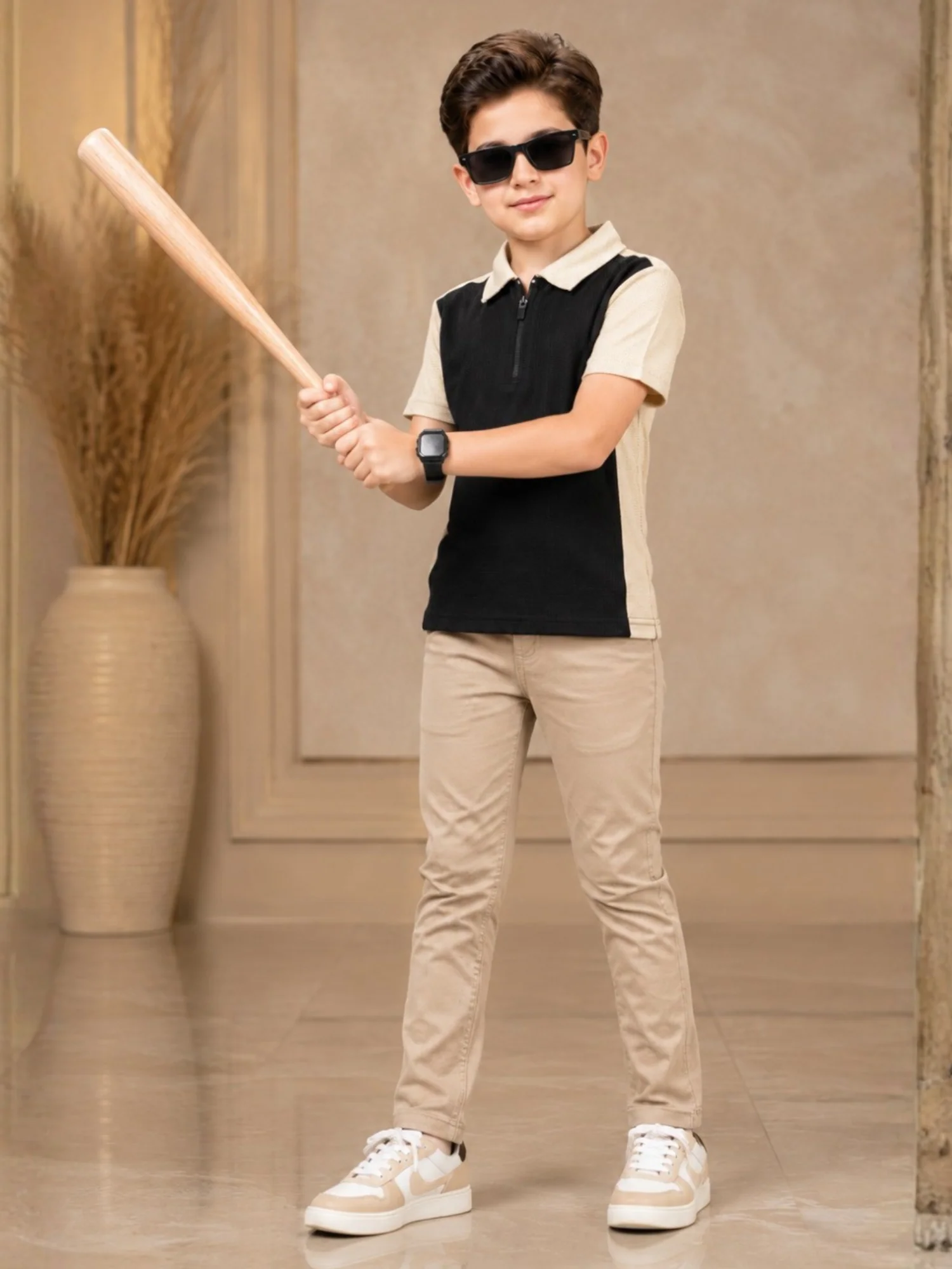 Boys Imported Textured Polo Shirt VP28-A - Image 3