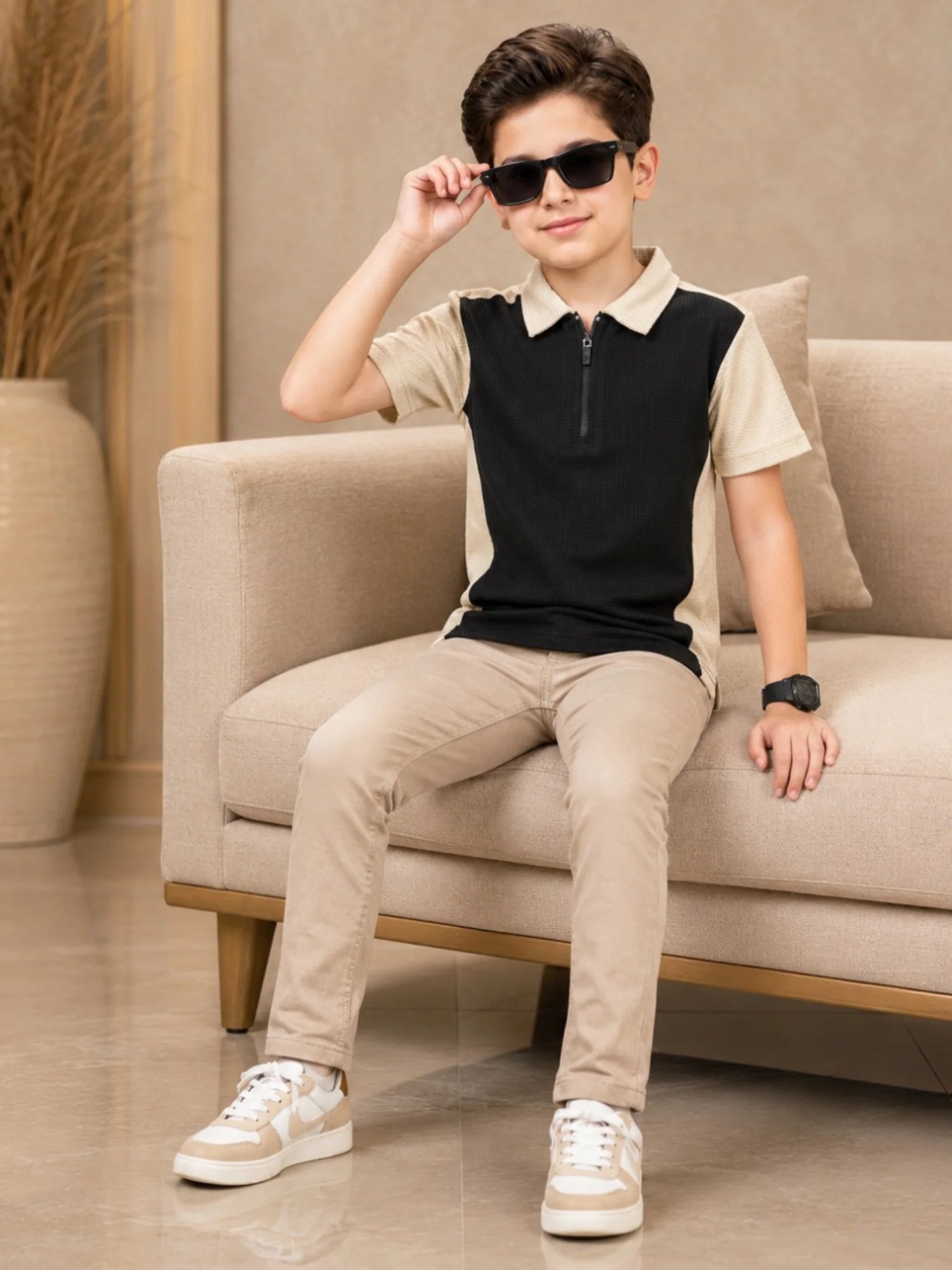 Boys Imported Textured Polo Shirt VP28-A - Image 4