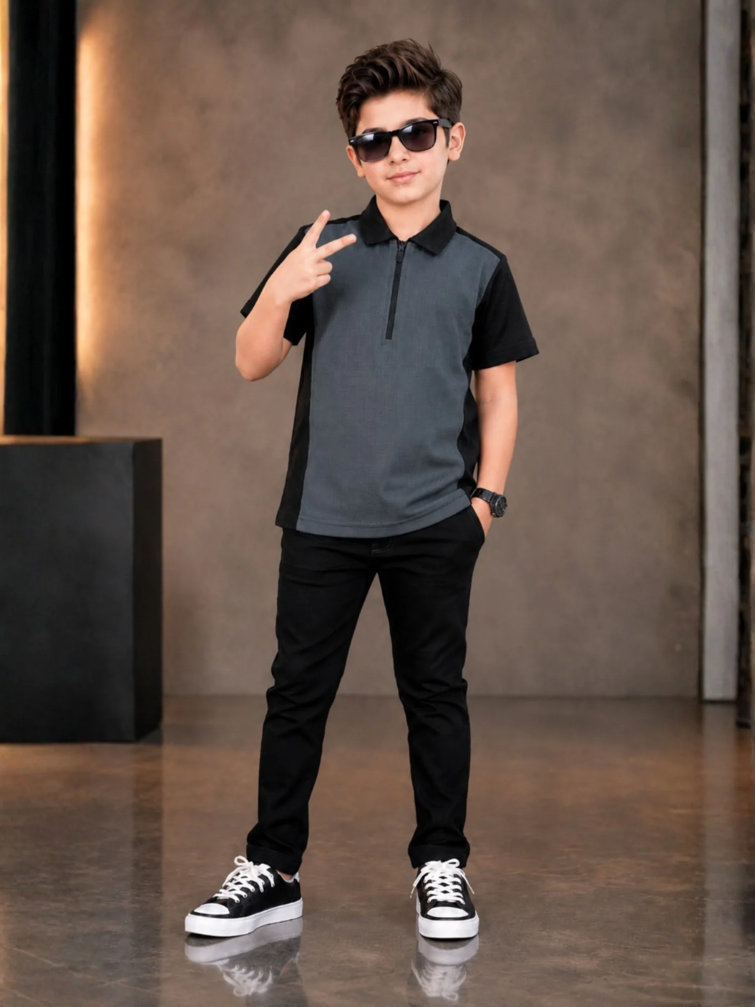 Boys Imported Textured Polo Shirt VP28-C - Image 3