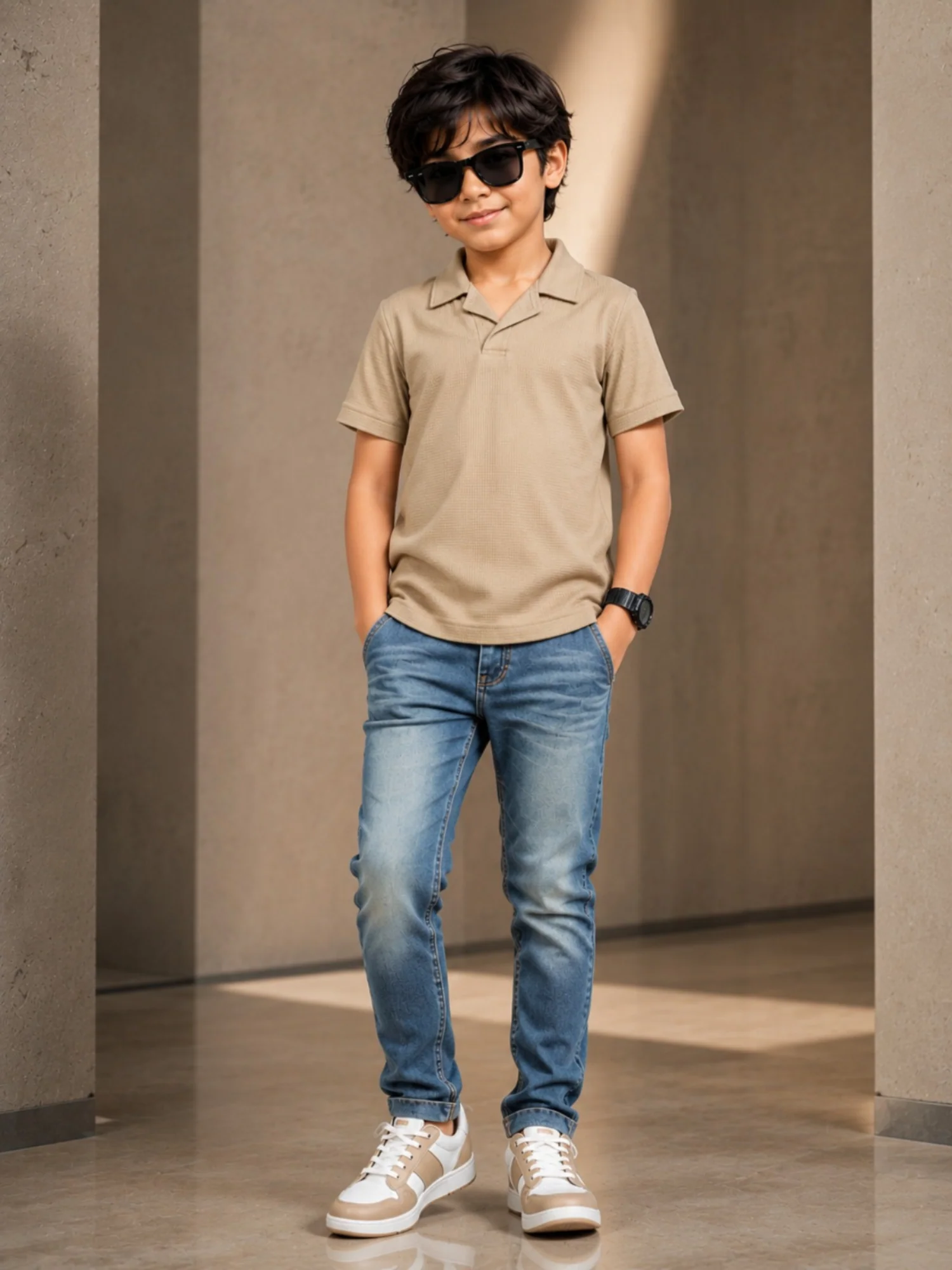 Boys Imported Textured Polo Shirt VP29-A