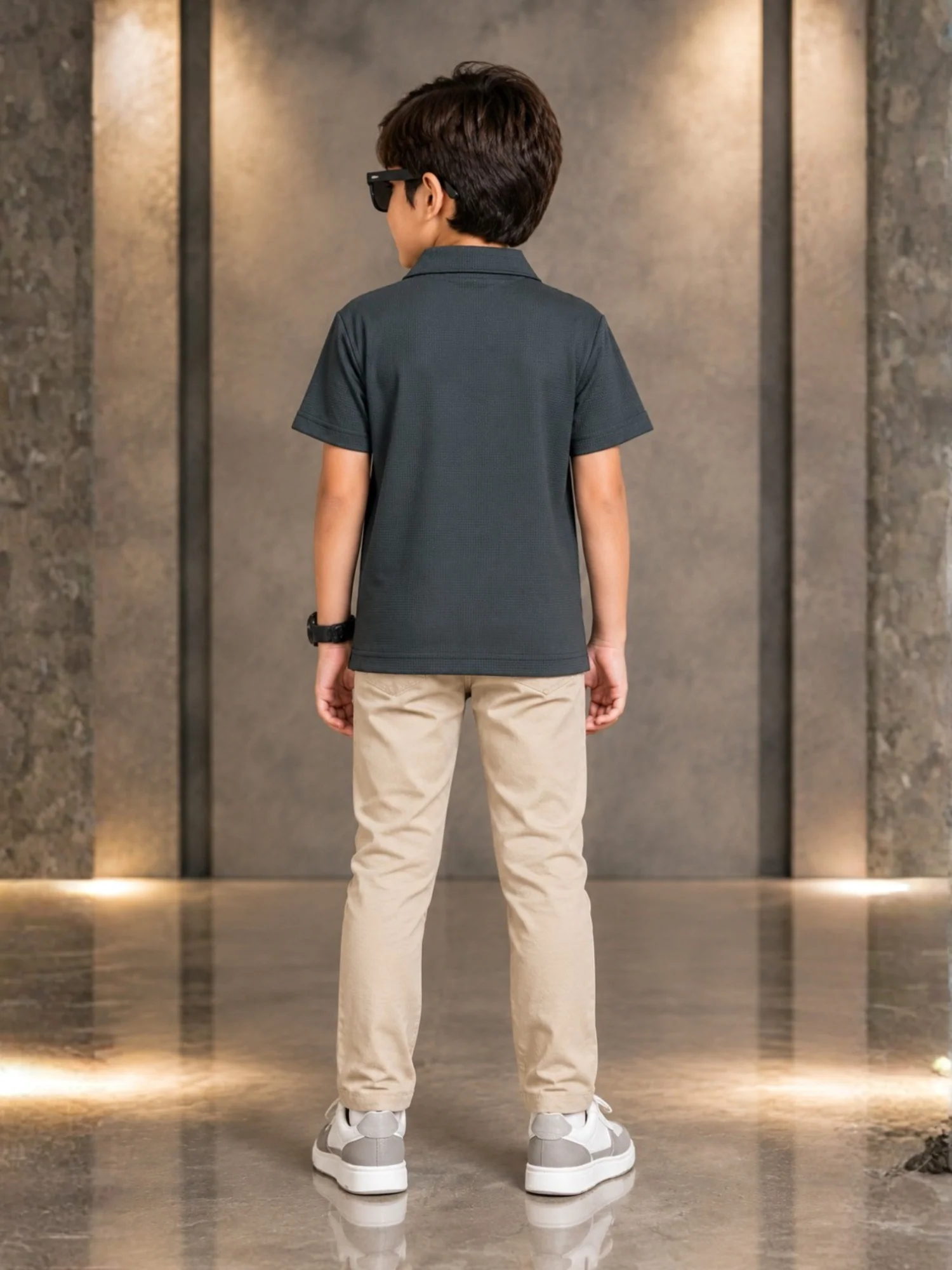 Boys Imported Textured Polo Shirt VP29-C - Image 2