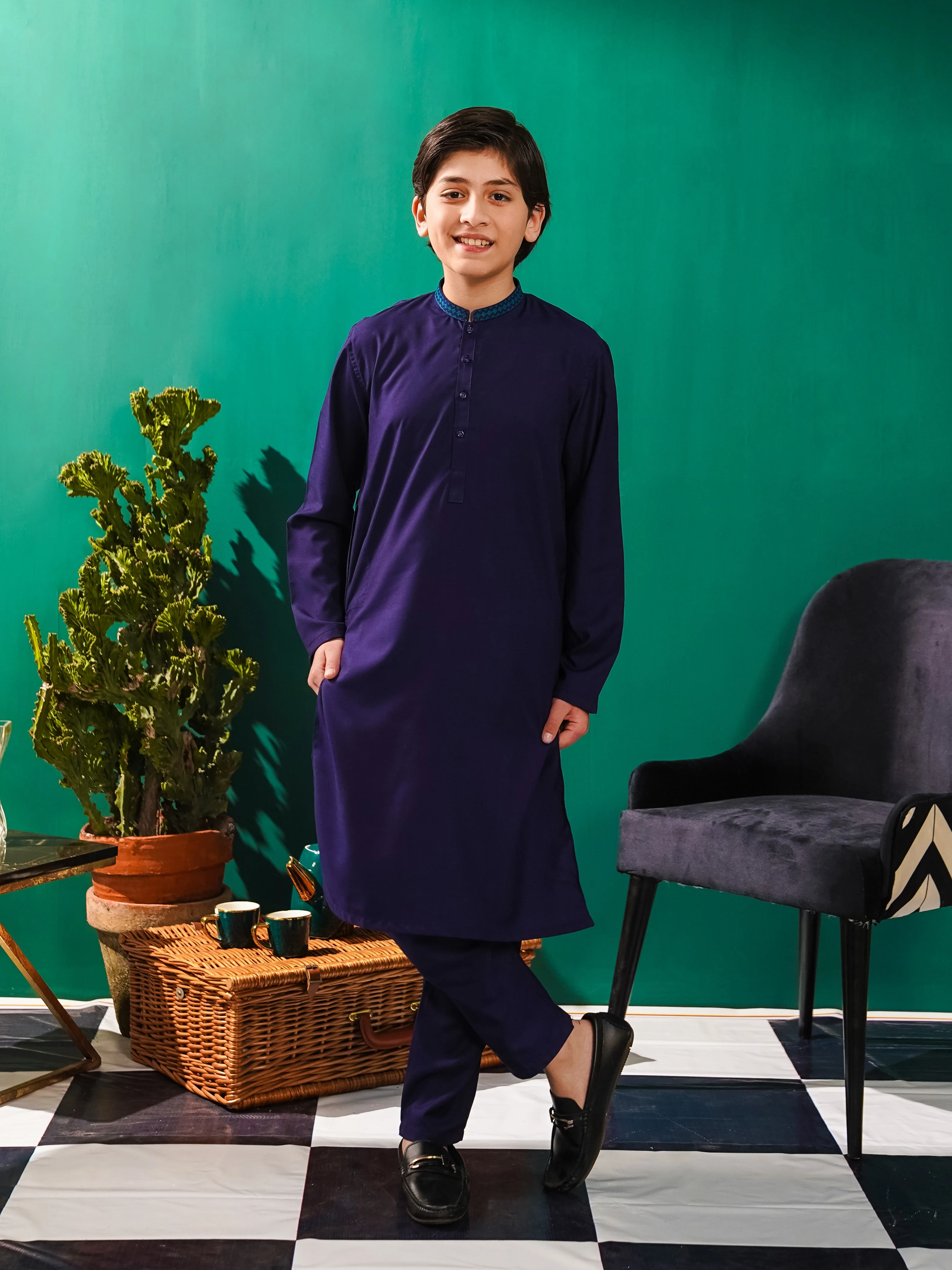 Boys Kurta Trouser Suit 2Pc VB172-B - Image 6