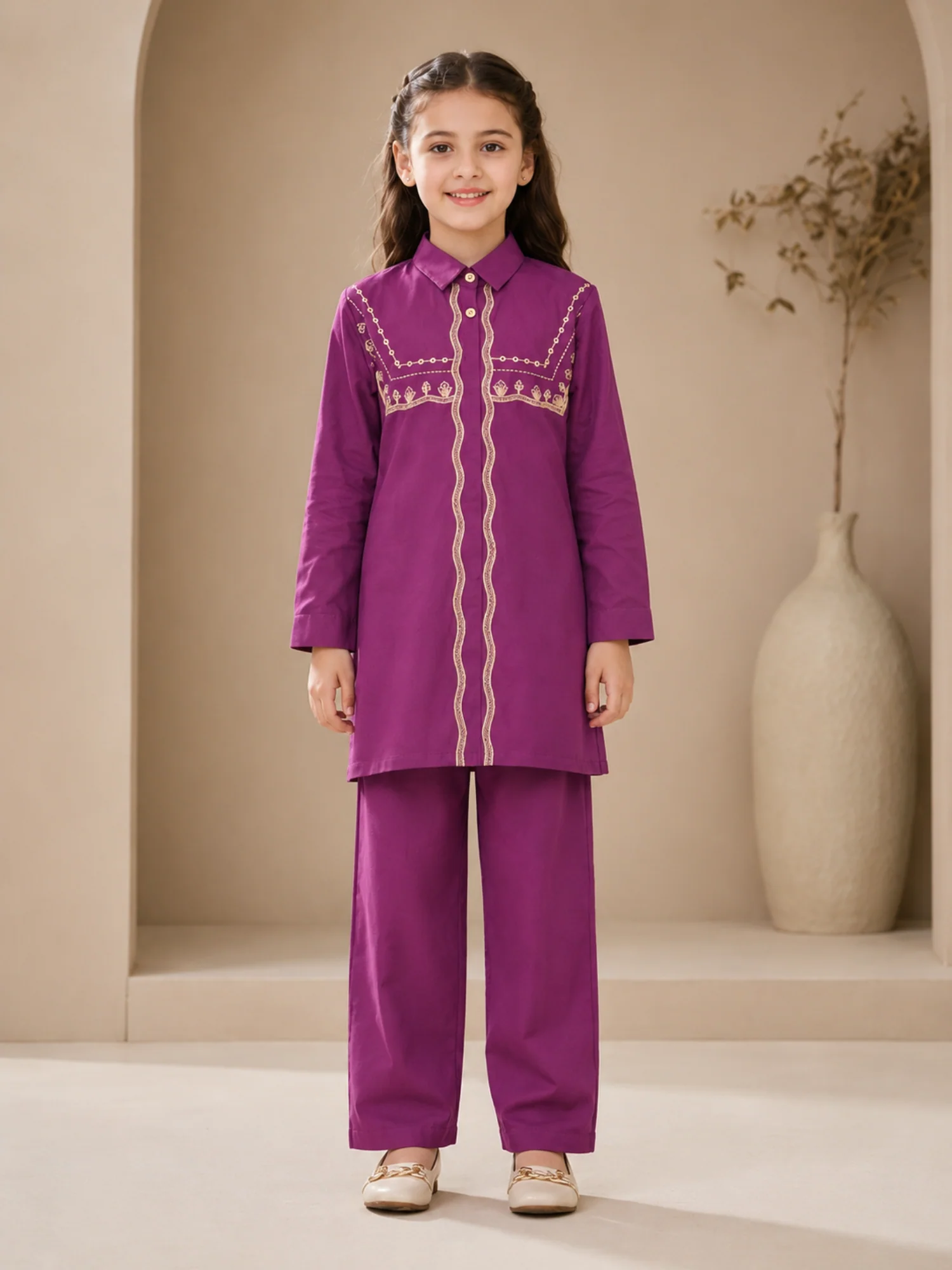 Embroidered Girls Co Ord Set VG222-B