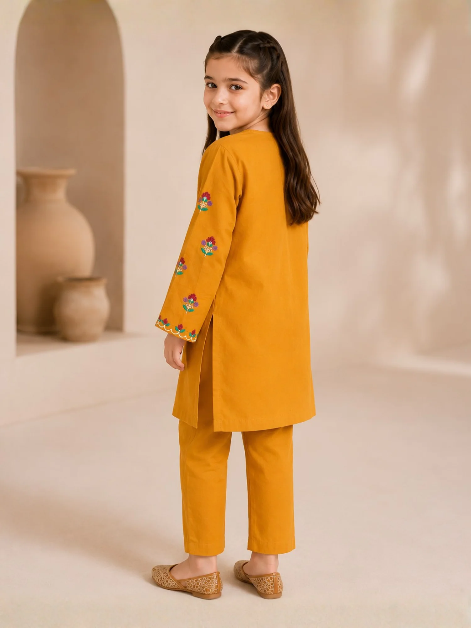 Embroidered Girls Summer 2Pcs Suit VG223-A - Image 2