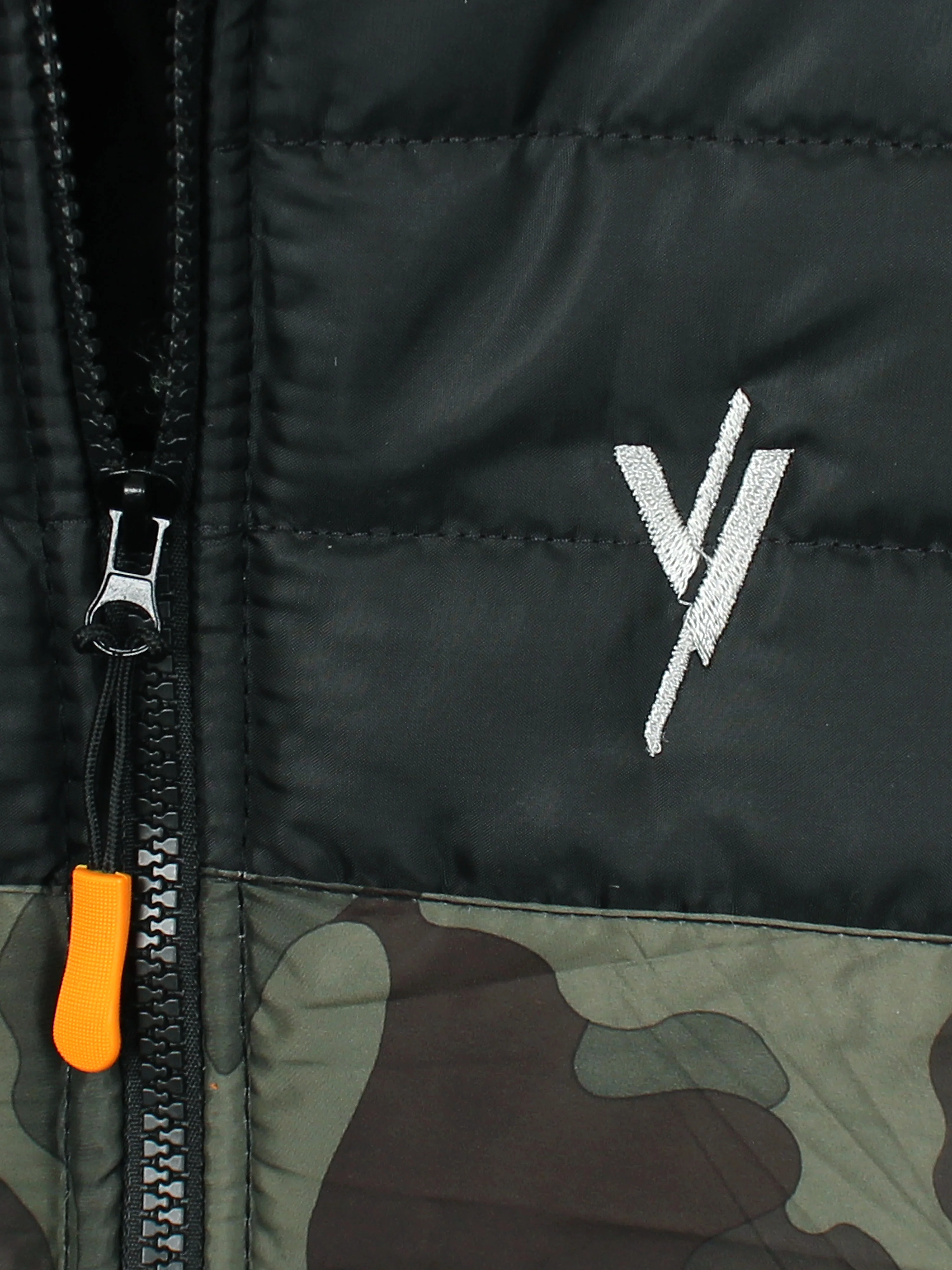 Full Sleeves Puffer Jacket Boys & Girls VJ03 Olive Panel - Image 3