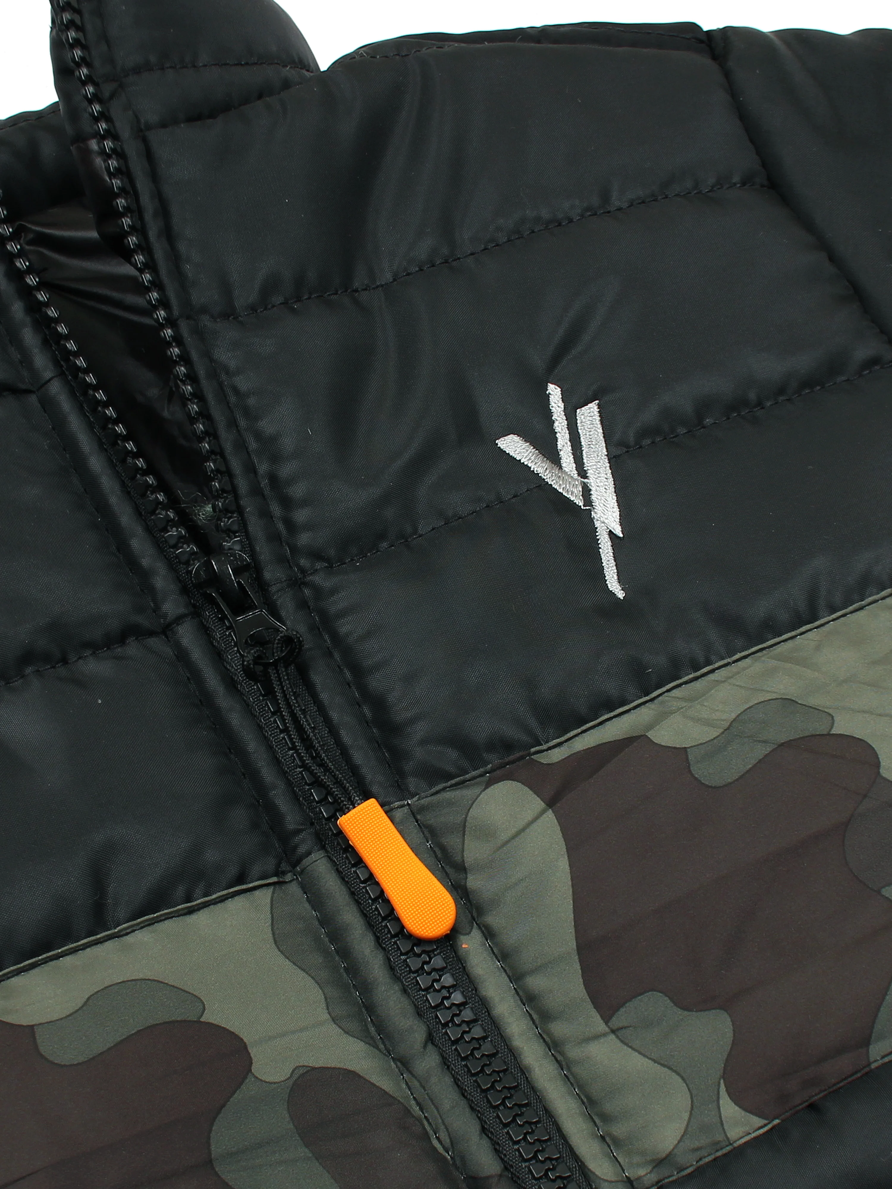 Full Sleeves Puffer Jacket Boys & Girls VJ03 Olive Panel - Image 4