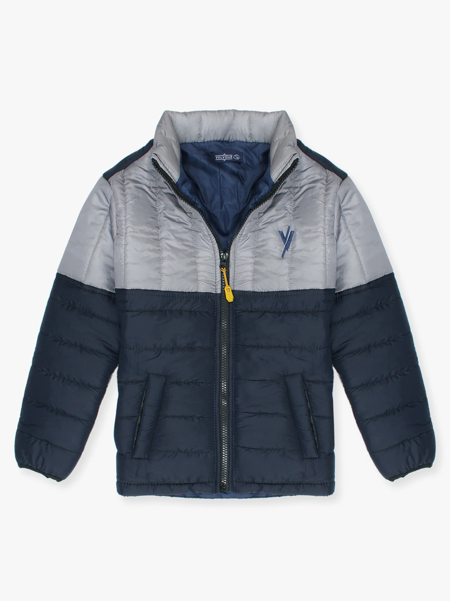 Full Sleeves Puffer Jacket Boys & Girls VJ08-A Grey/Navy