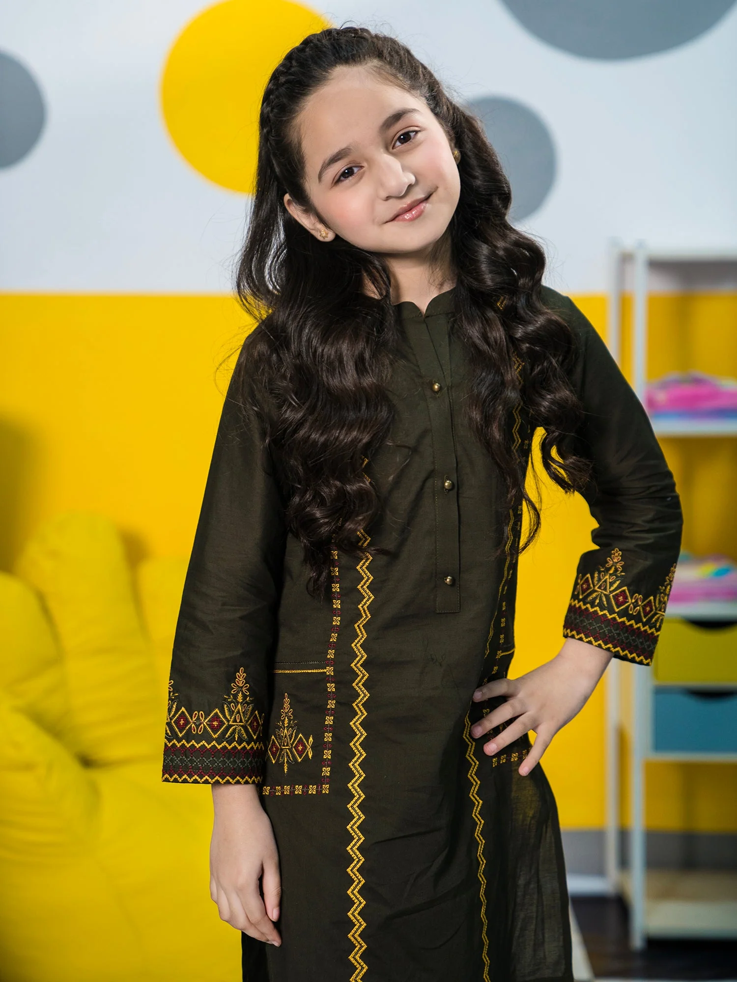 Girls Summer 2Pcs Suit VG70-A Olive - Image 2