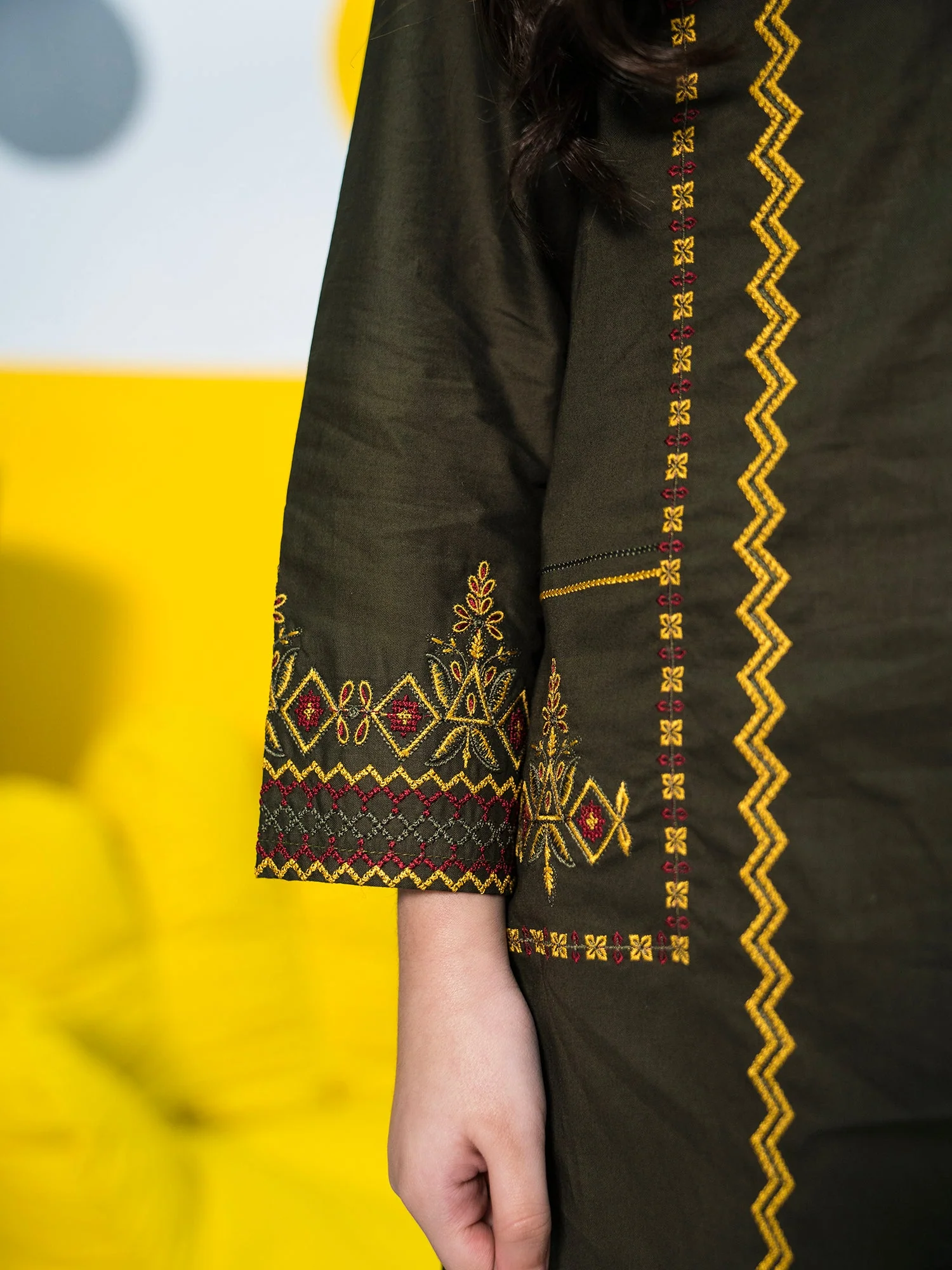 Girls Summer 2Pcs Suit VG70-A Olive - Image 4