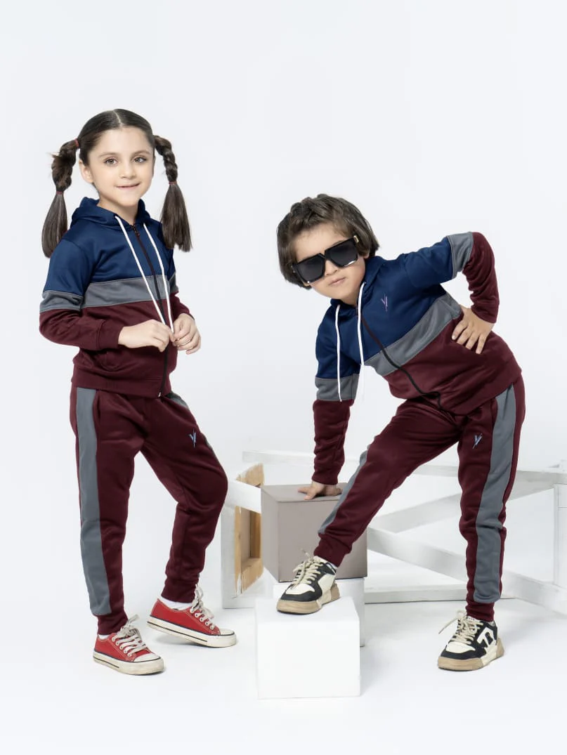 Hooded Tracksuit For Boys & Girls, Fleece #VWT06-B - Image 3