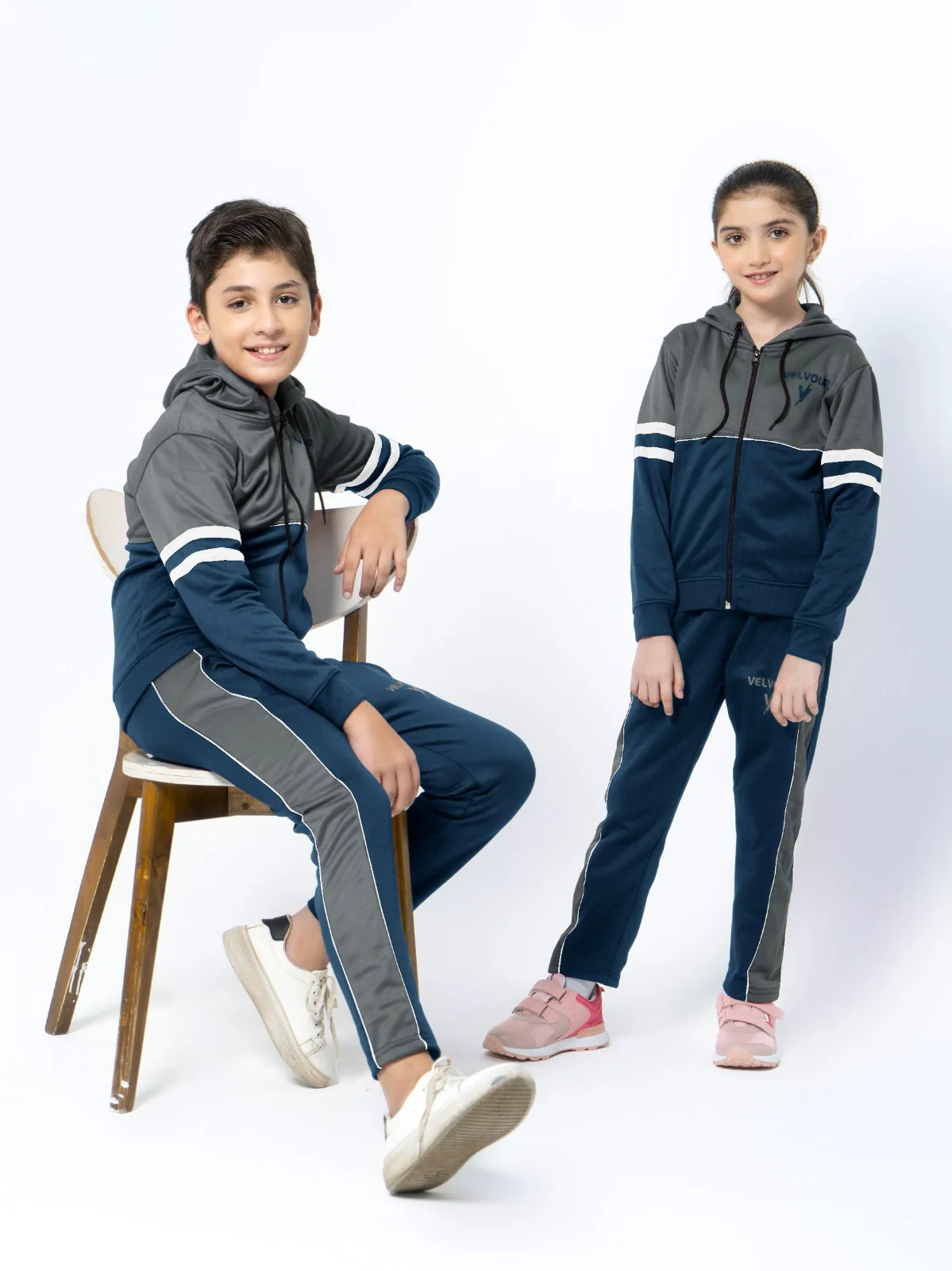 Hooded Tracksuit For Boys & Girls, Fleece #VWT08-C - Image 3