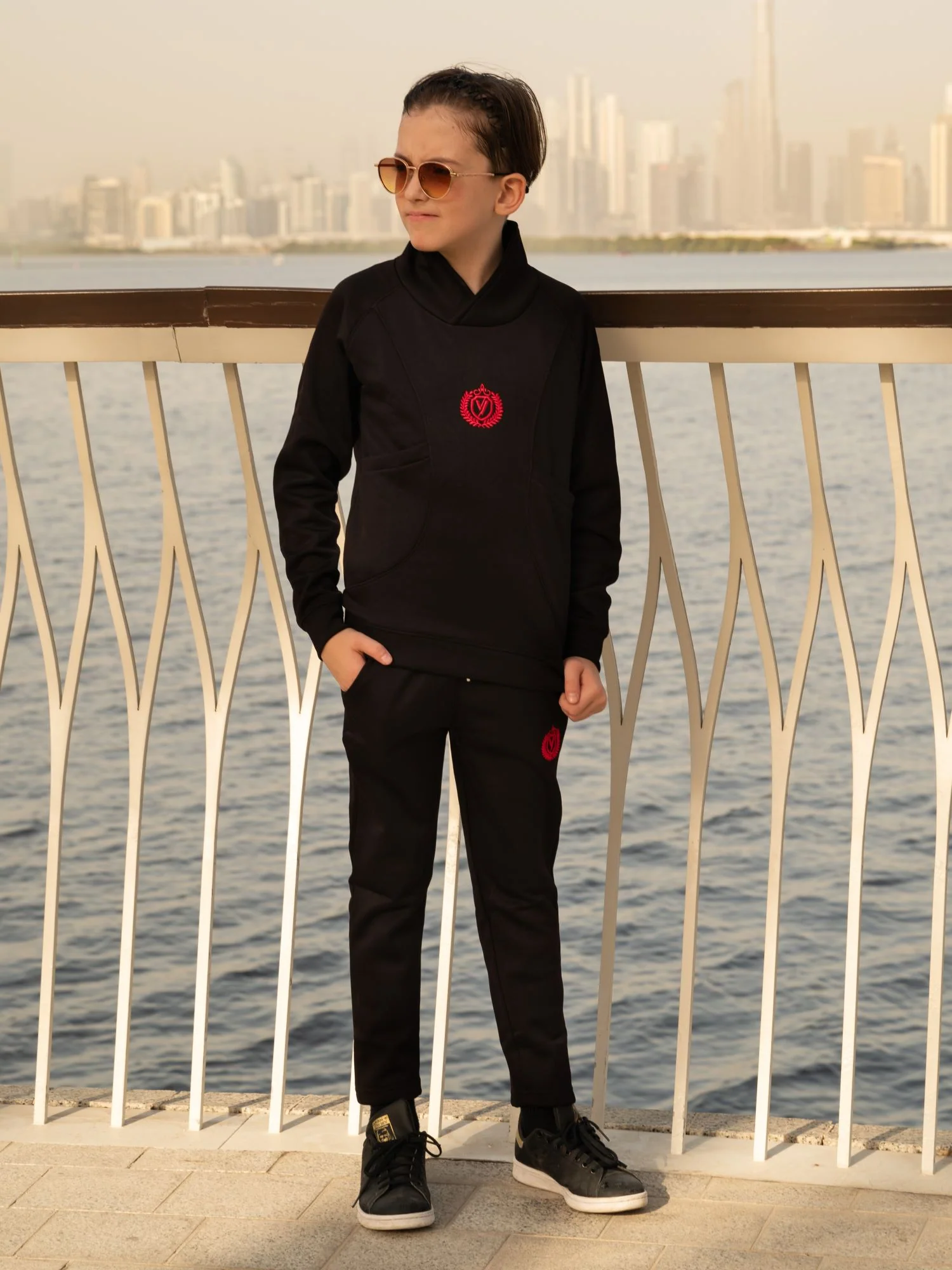 Mock Neck Tracksuit For Boys & Girls, Fleece #VWT22-C - Image 3