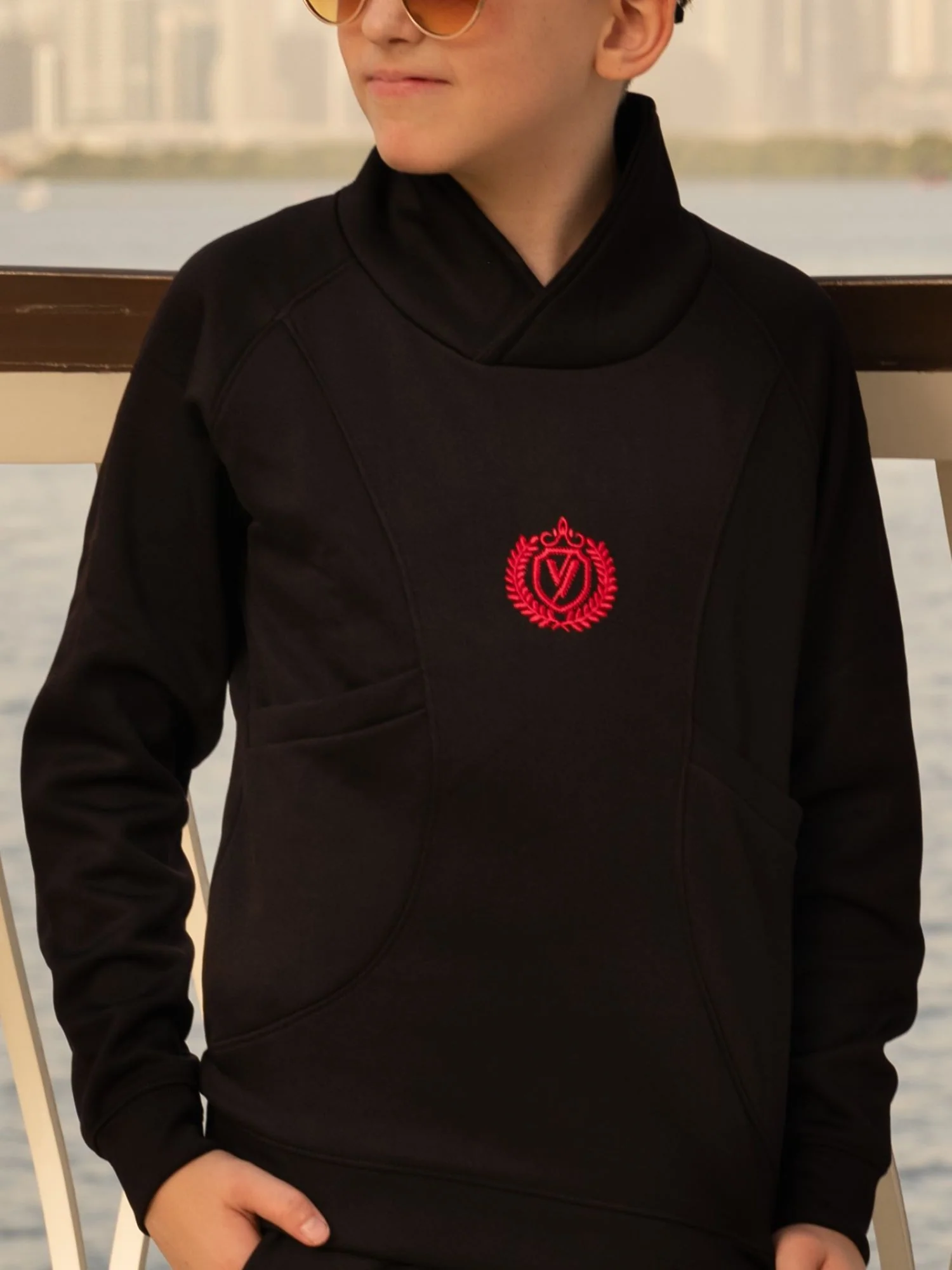Mock Neck Tracksuit For Boys & Girls, Fleece #VWT22-C - Image 4