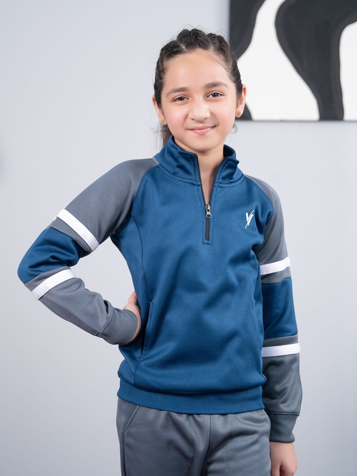 Mock Neck Tracksuit For Boys & Girls, Fleece #VWT23-A - Image 6