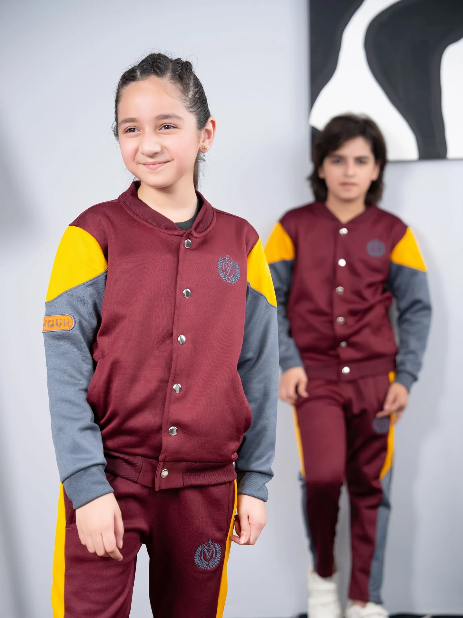Mock Neck Tracksuit For Boys & Girls, Fleece #VWT24-B - Image 2
