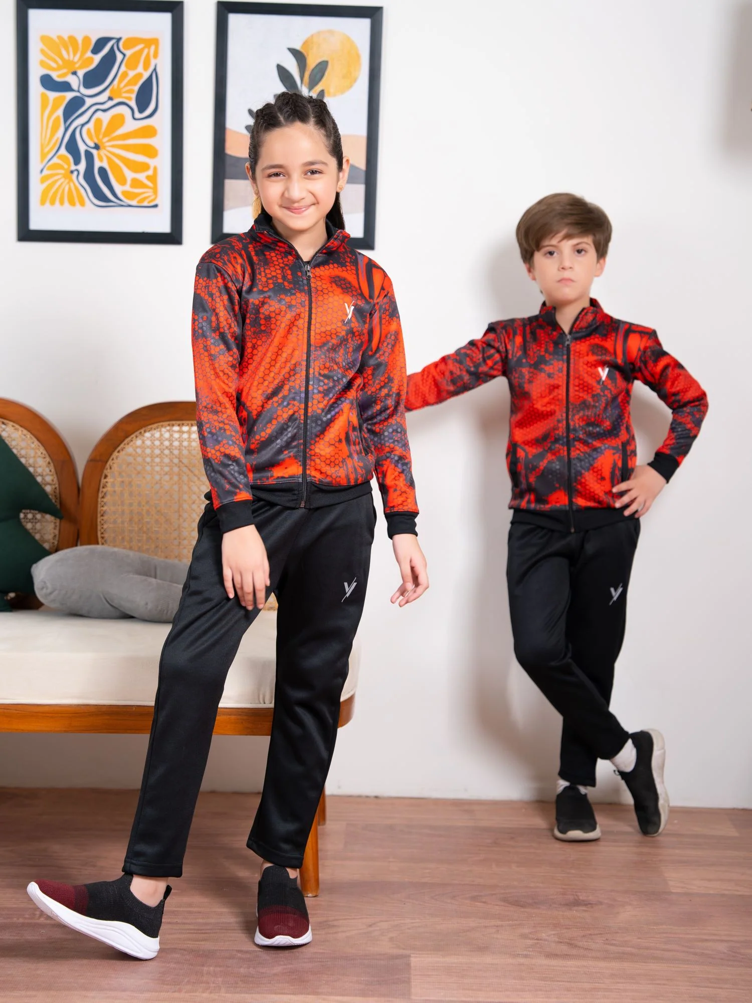 Mock Neck Tracksuit For Boys & Girls, Fleece #VWT35-A - Image 3