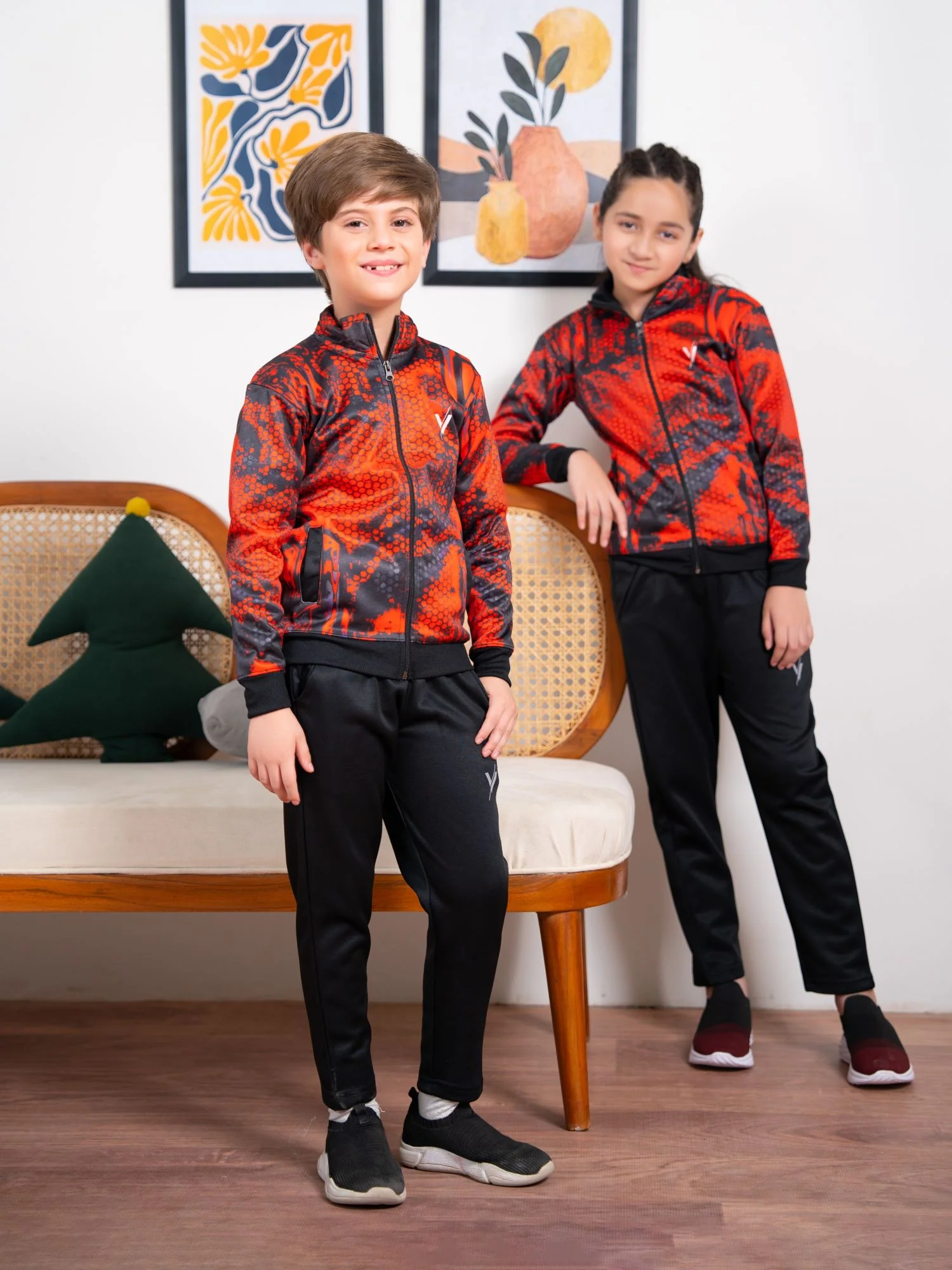 Mock Neck Tracksuit For Boys & Girls, Fleece #VWT35-A - Image 6