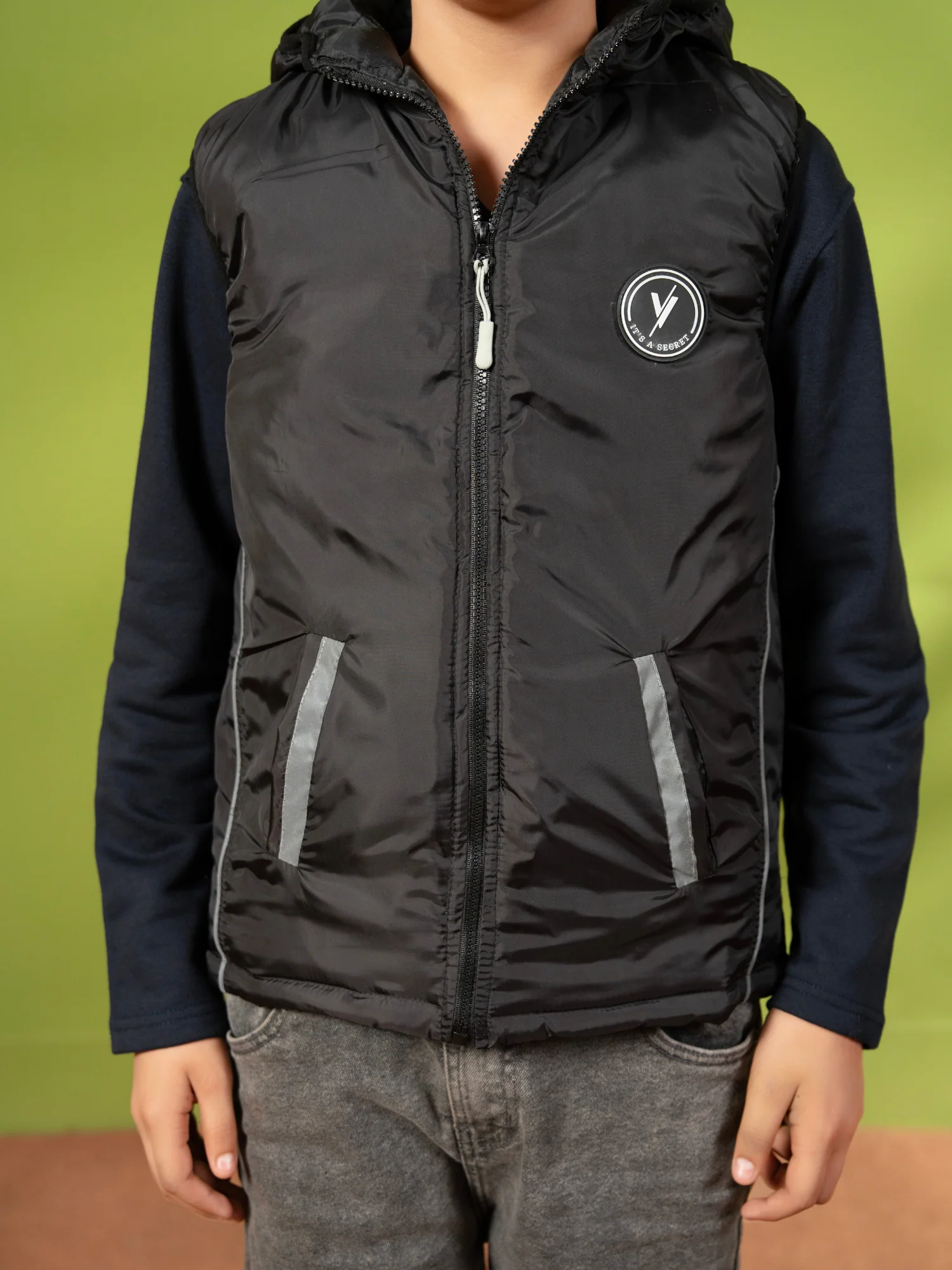 Sleeveless Hooded Puffer For Boys & Girls VJ77-C - Image 3