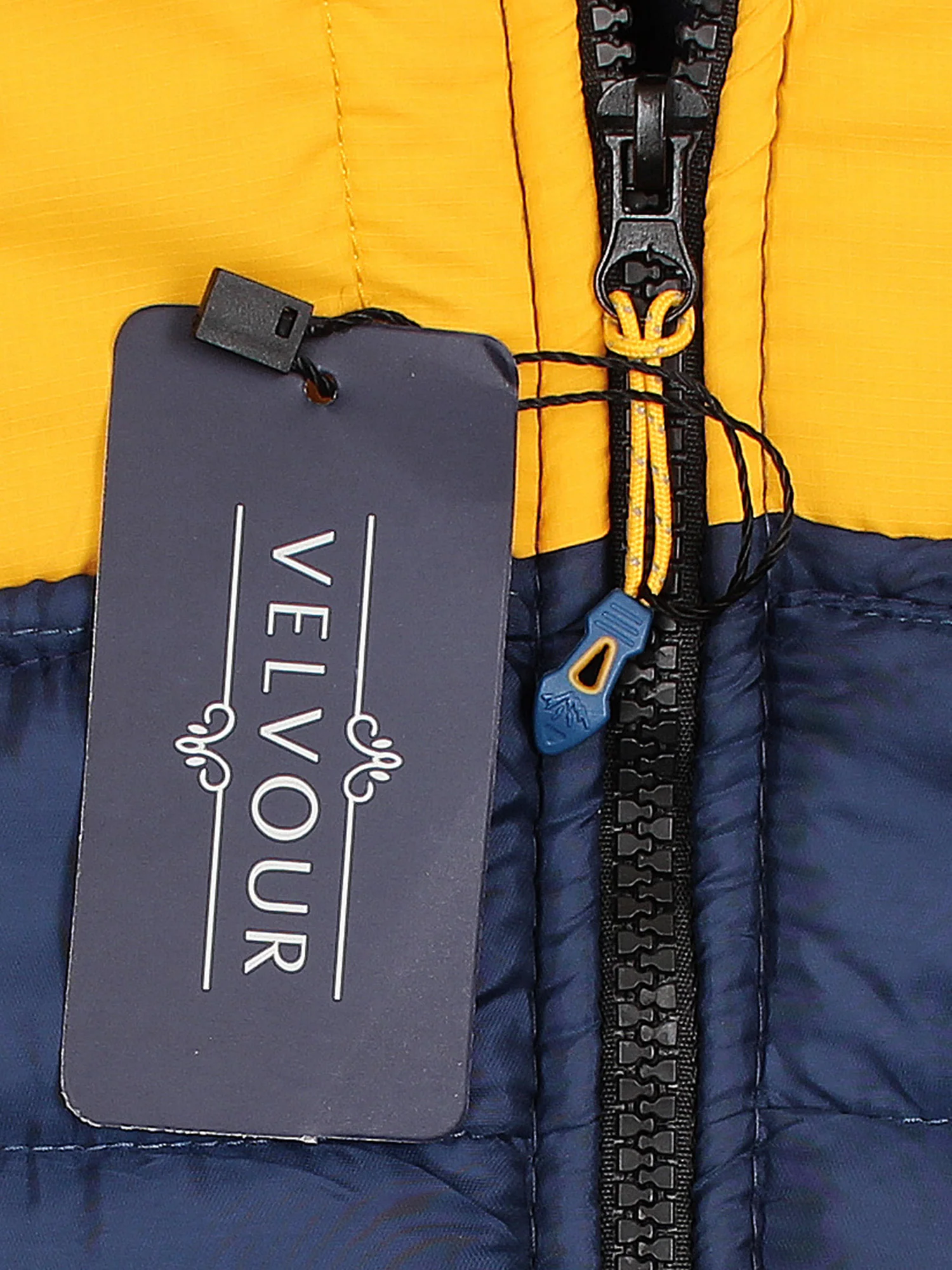 Sleeveless Hooded Puffer For Boys & Girls VJ06-B Yellow/Navy - Image 6